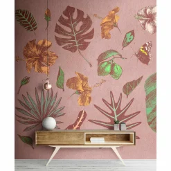 Fototapete Vlies Tropisch Flamingo rosa gelb Premium