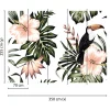 Fototapete Vlies Tukan Blumen Blätter grün rosa weiß