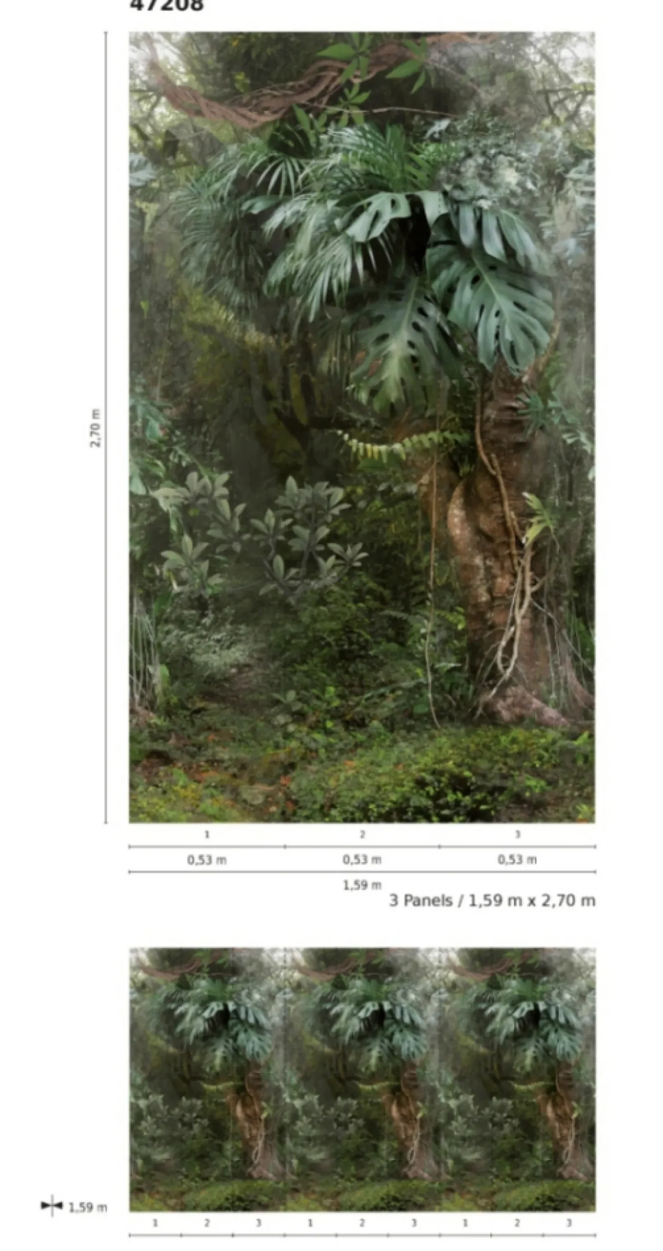 Fototapete Vlies Urwald Floral Pflanzen grün braun 47208