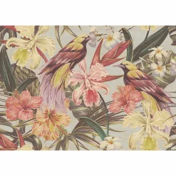 Fototapete Vlies Vögel Exotisch beige rosa rot Premium