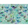 Fototapete Vlies Vögel Mosaik Floral Neon blau bunt