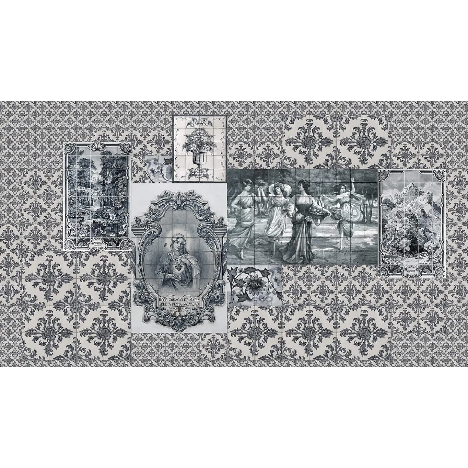 Fototapete Vlies Vintage Fliesen beige grau Premium
