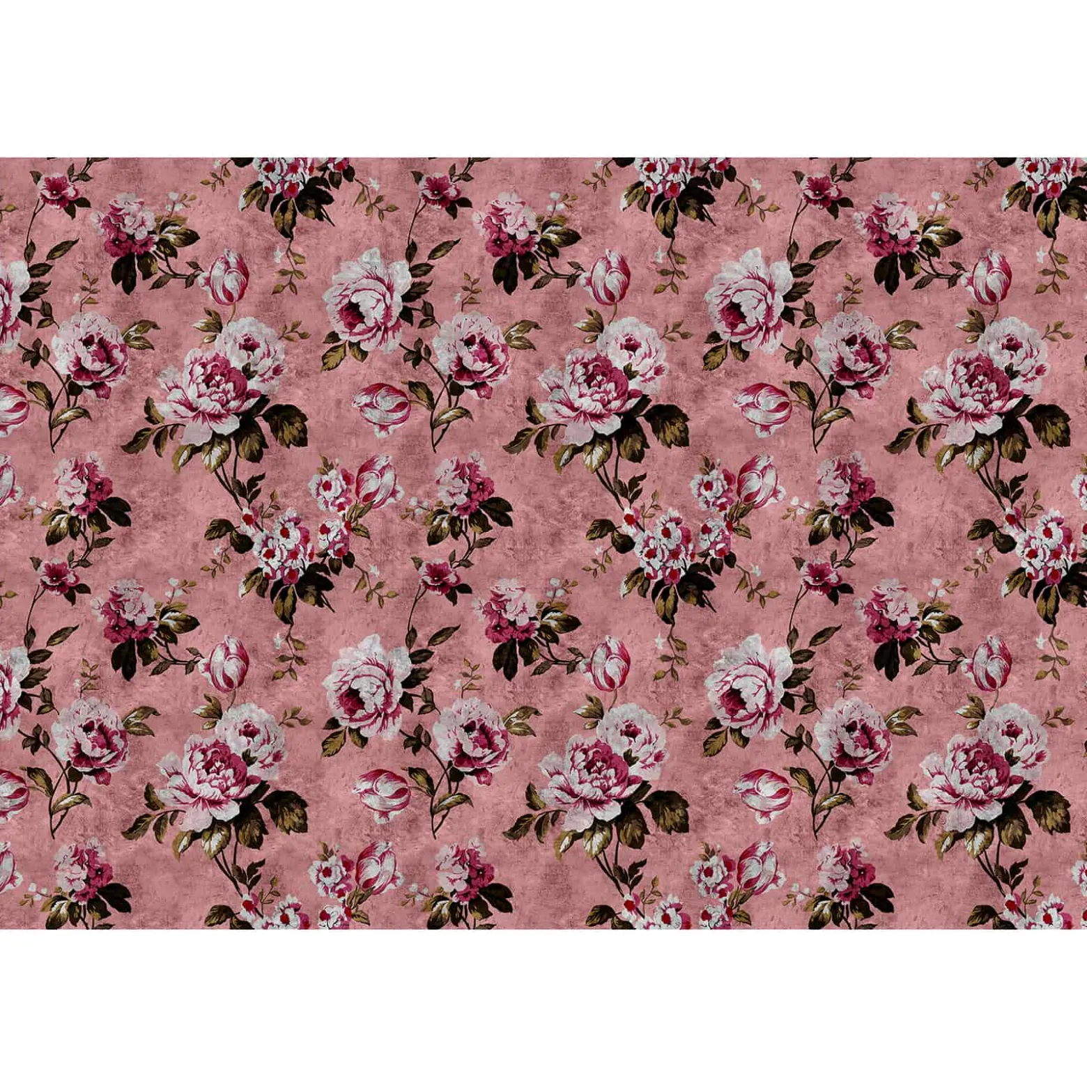 Fototapete Vlies Vintage Rosen rosa rot grün Premium