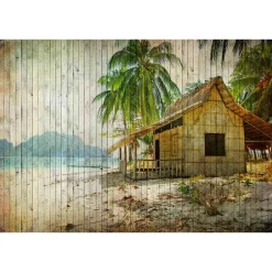 Fototapete Vlies Vintage Tahiti blau braun Premium