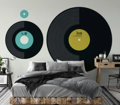 Fototapete Vlies Vinyl LP EP Retro schwarz blau