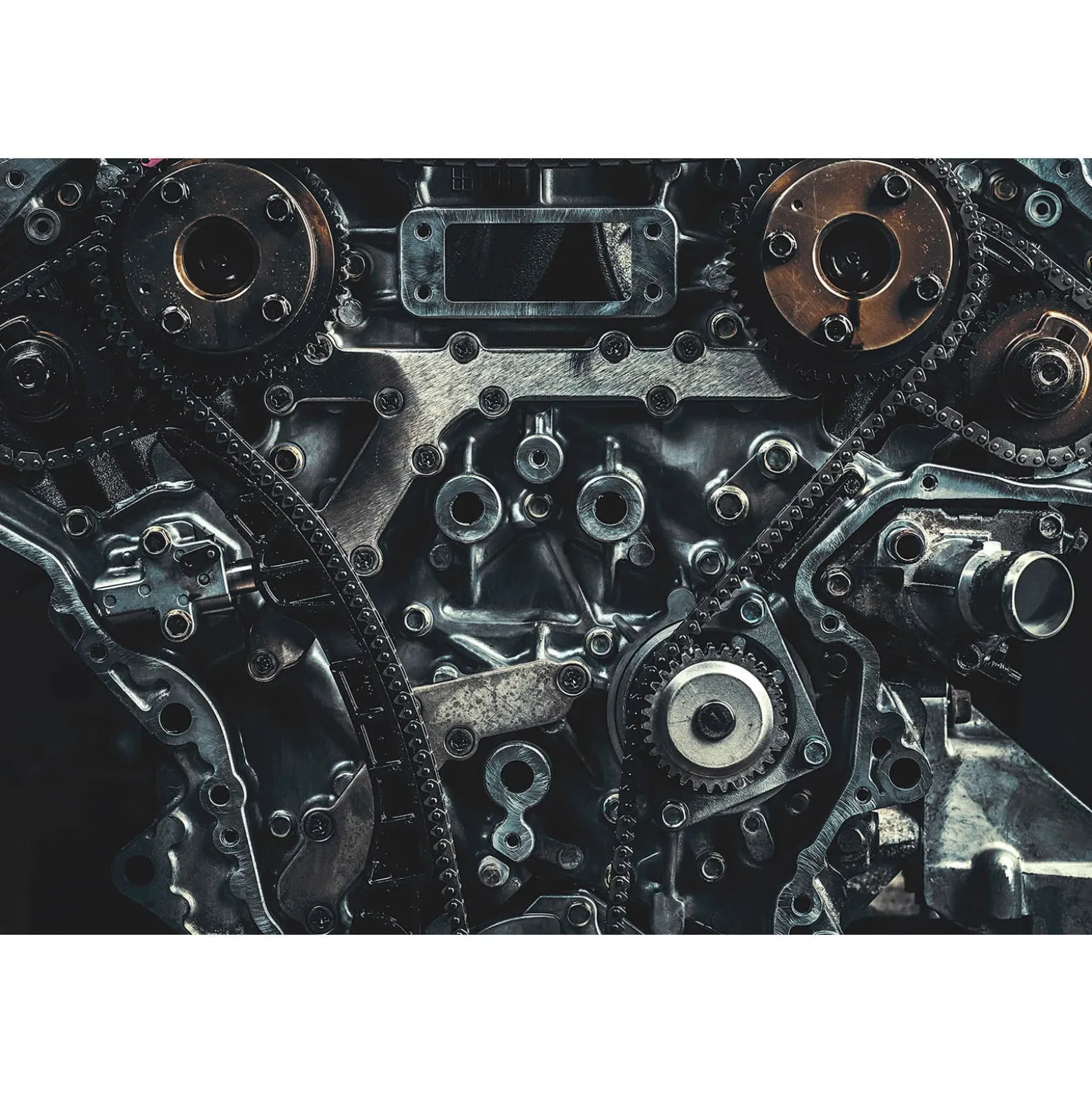 Fototapete Vlies V8-Motor Zahnräder schwarz