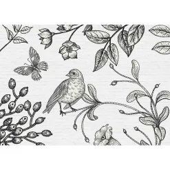 Fototapete Vlies Vogel Blumen Stein schwarz Premium