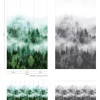Fototapete Vlies Wald Bäume Nebel grün weiß 47267