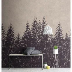 Fototapete Vlies Wald Bäume taupe schwarz Premium
