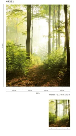 Fototapete Vlies Wald Lichtung Bäumen grün braun 47221