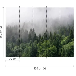 Fototapete Vlies Wald Nebel Bäume grün grau Designwalls