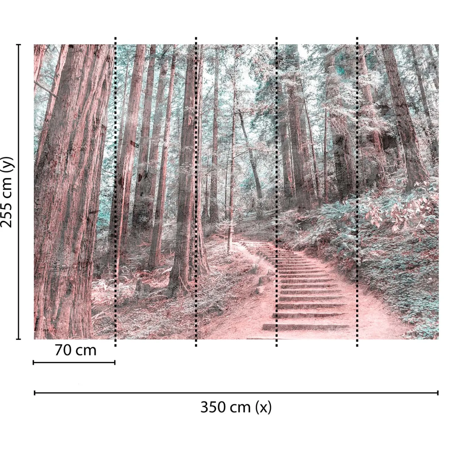 Fototapete Vlies Wald Treppe Weg blau grün Designwalls