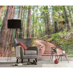 Fototapete Vlies Wald Treppe Weg grün braun Designwalls