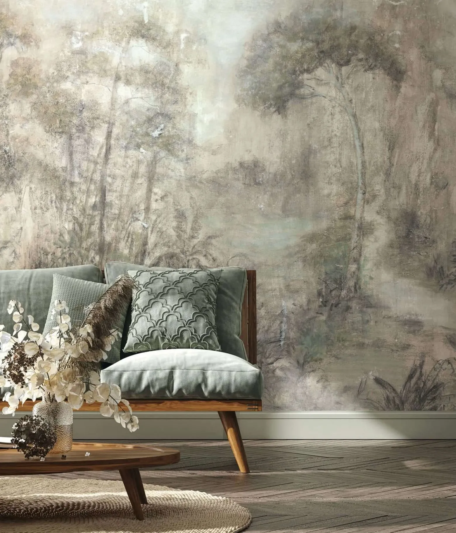 Fototapete Vlies Wald Tropisch Beige Grau 35098