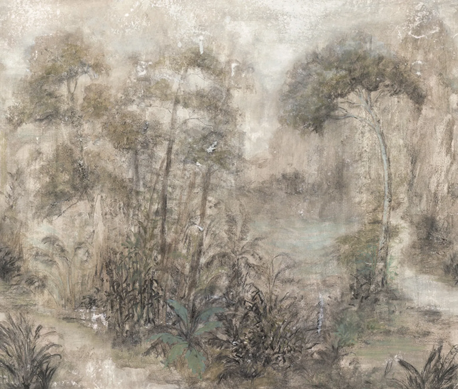 Fototapete Vlies Wald Tropisch Beige Grau 35098