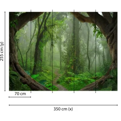 Fototapete Vlies Wald Wurzeln Tropen grün braun