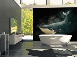 Fototapete Vlies Wal Meer Wasser blau schwarz