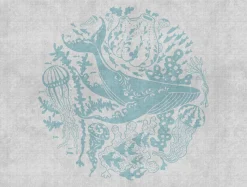 Fototapete Vlies Wal Qualle Fische blau grau 38306-1