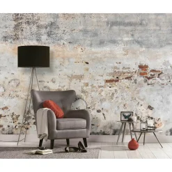 Fototapete Vlies Wand Stein Putz Industrial grau braun