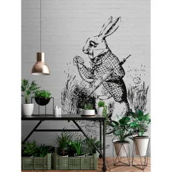 Fototapete Vlies weißes Kaninchen Hase schwarz Premium