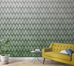 Fototapete Vlies Wellen Grafik 3D-Effekt grau grün 47252