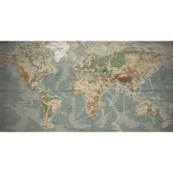 Fototapete Vlies Weltkarte Atlas blau braun