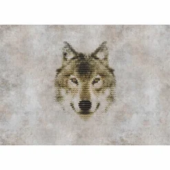 Fototapete Vlies Wolf Waben Grafisch grau braun Premium