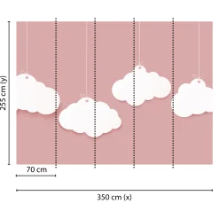 Fototapete Vlies Wolken Mobile Kinder rosa weiß