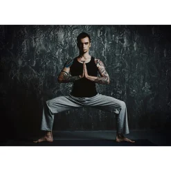 Fototapete Vlies Yoga Mann schwarz blau Premium