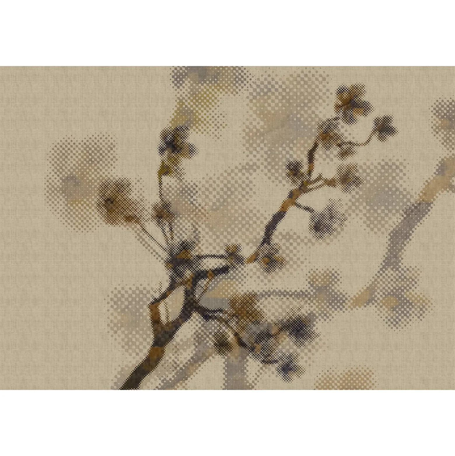 Fototapete Vlies Zweige Pixel beige braun Premium