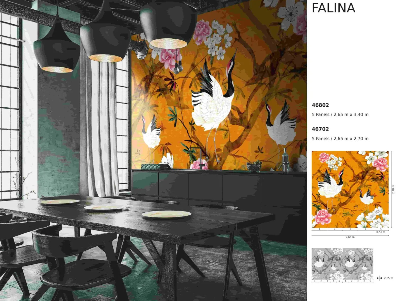 Fototapete Vogel Baum Asia orange weiß rosa Marburg