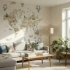 Fototapete Weltkarte Aquarelloptik Beige Grün Blau 96469