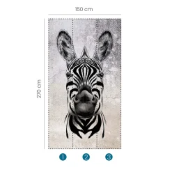 Fototapete Zebra Exotisch Grau Schwarz 2516N-81