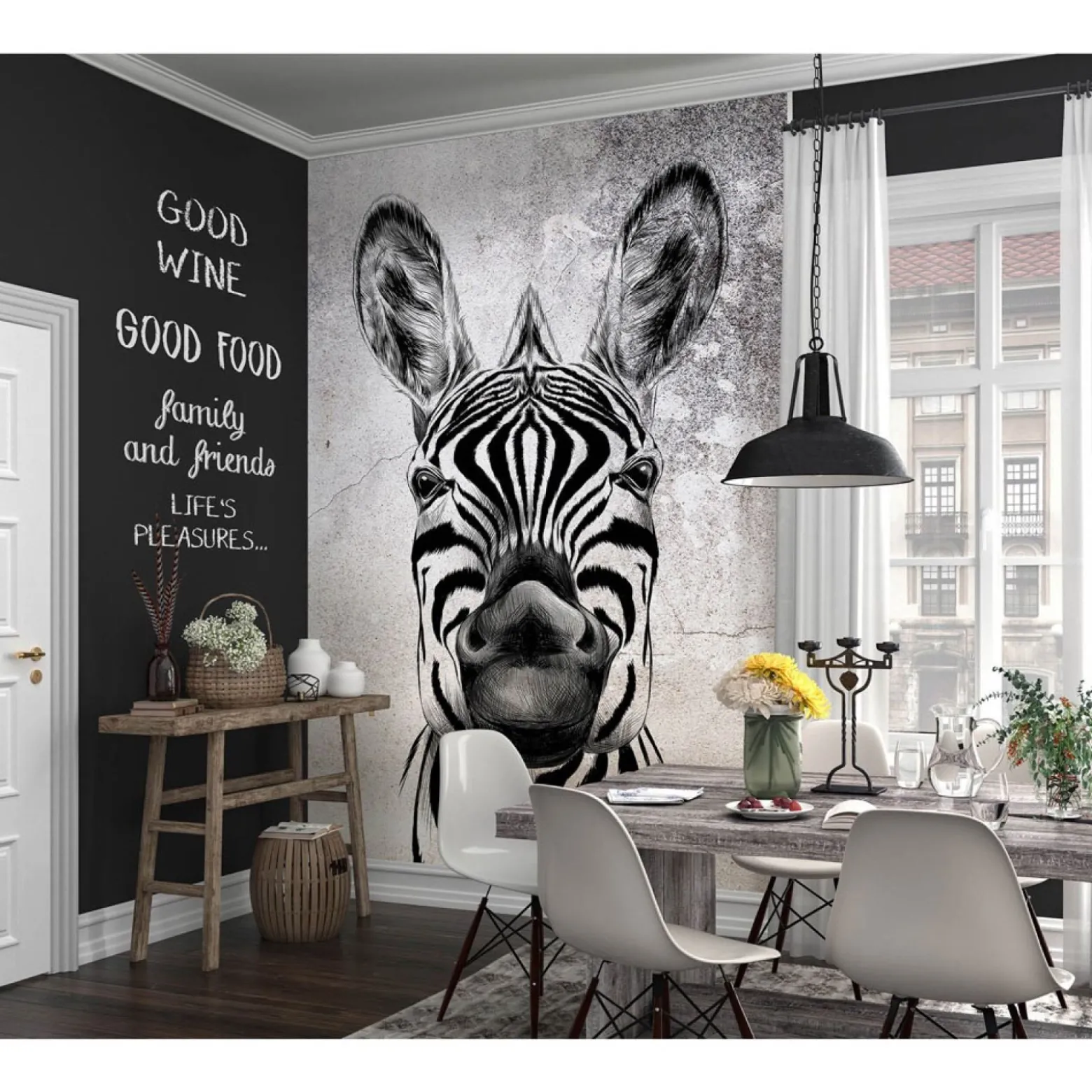 Fototapete Zebra Exotisch Grau Schwarz 2516N-81