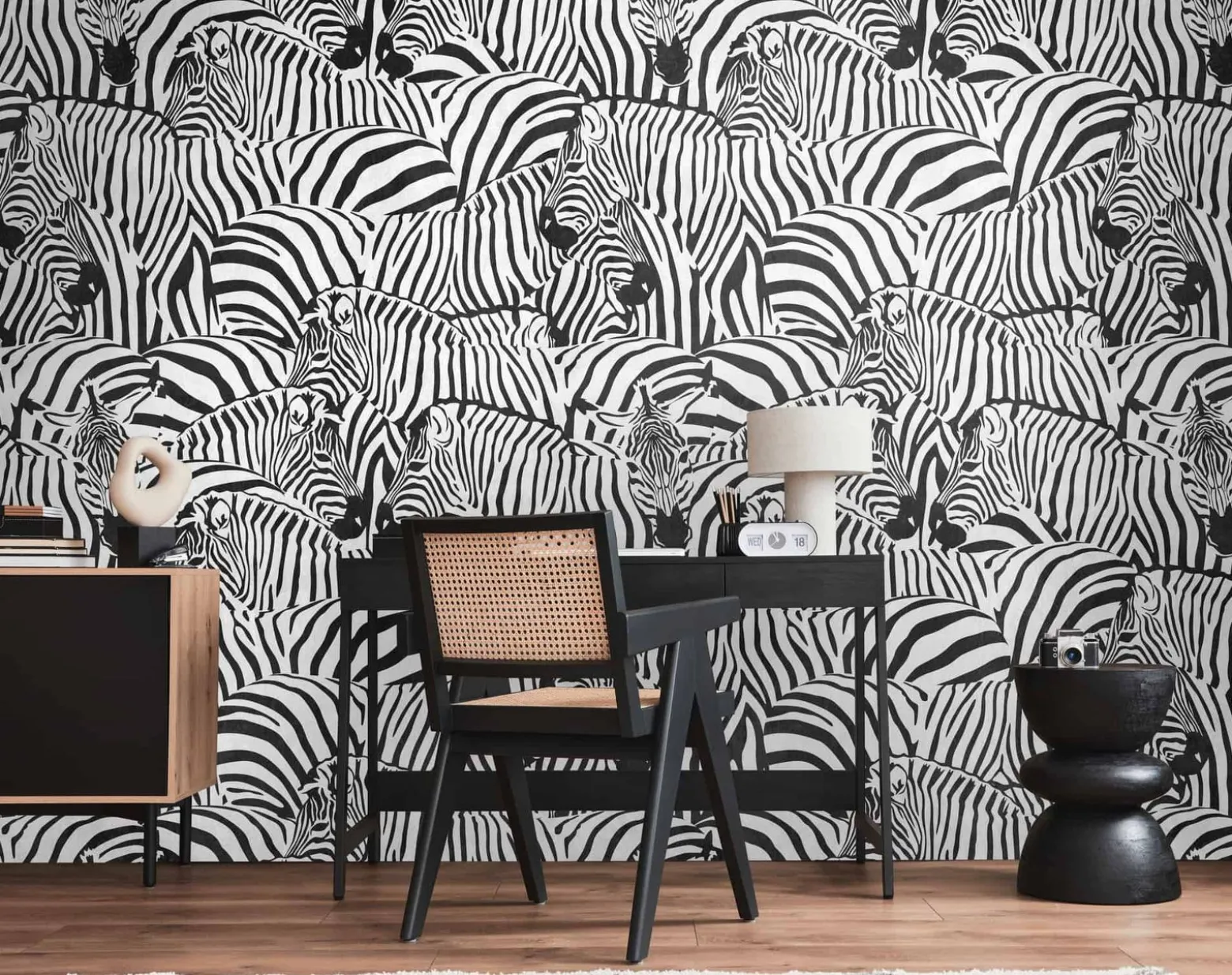 Fototapete Zebra Exotisch Schwarz Weiß 39873-1