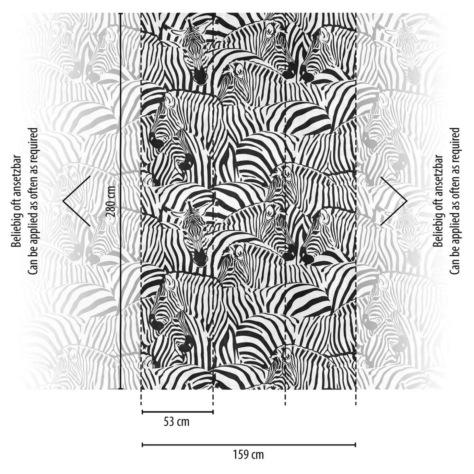 Fototapete Zebra Exotisch Schwarz Weiß 39873-1