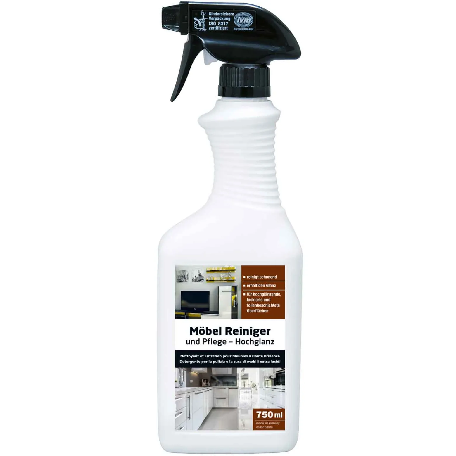 Glutoclean Möbel Reiniger + Pflege Hochglanz 6 x 750 ml