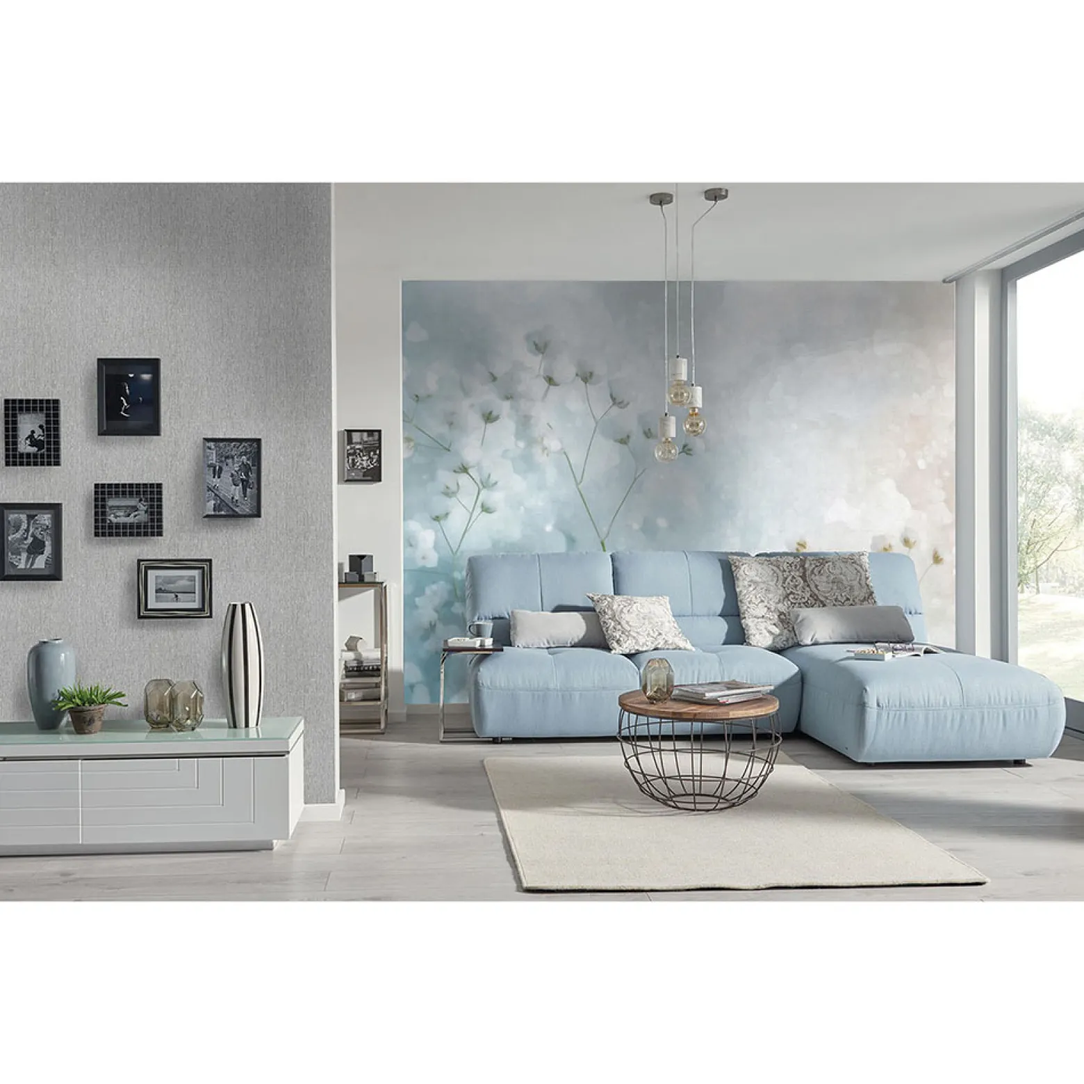 Guido Maria Kretschmer Fototapete Floral Blau Creme