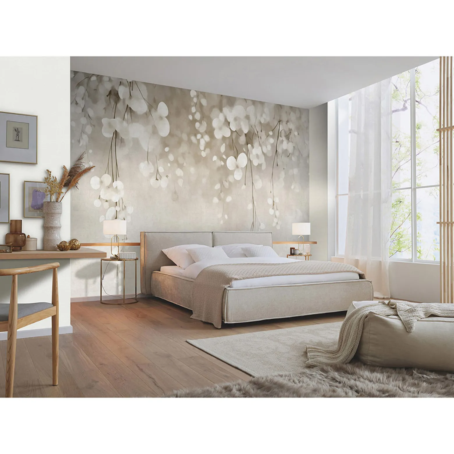 Guido Maria Kretschmer Fototapete Floral Creme Grau