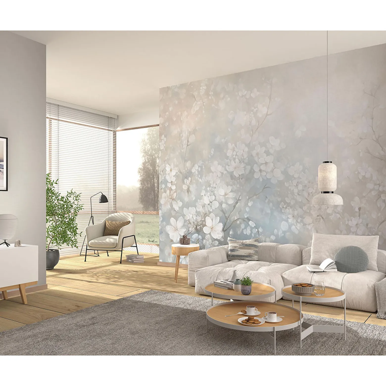 Guido Maria Kretschmer Fototapete Blumen Beige Blau