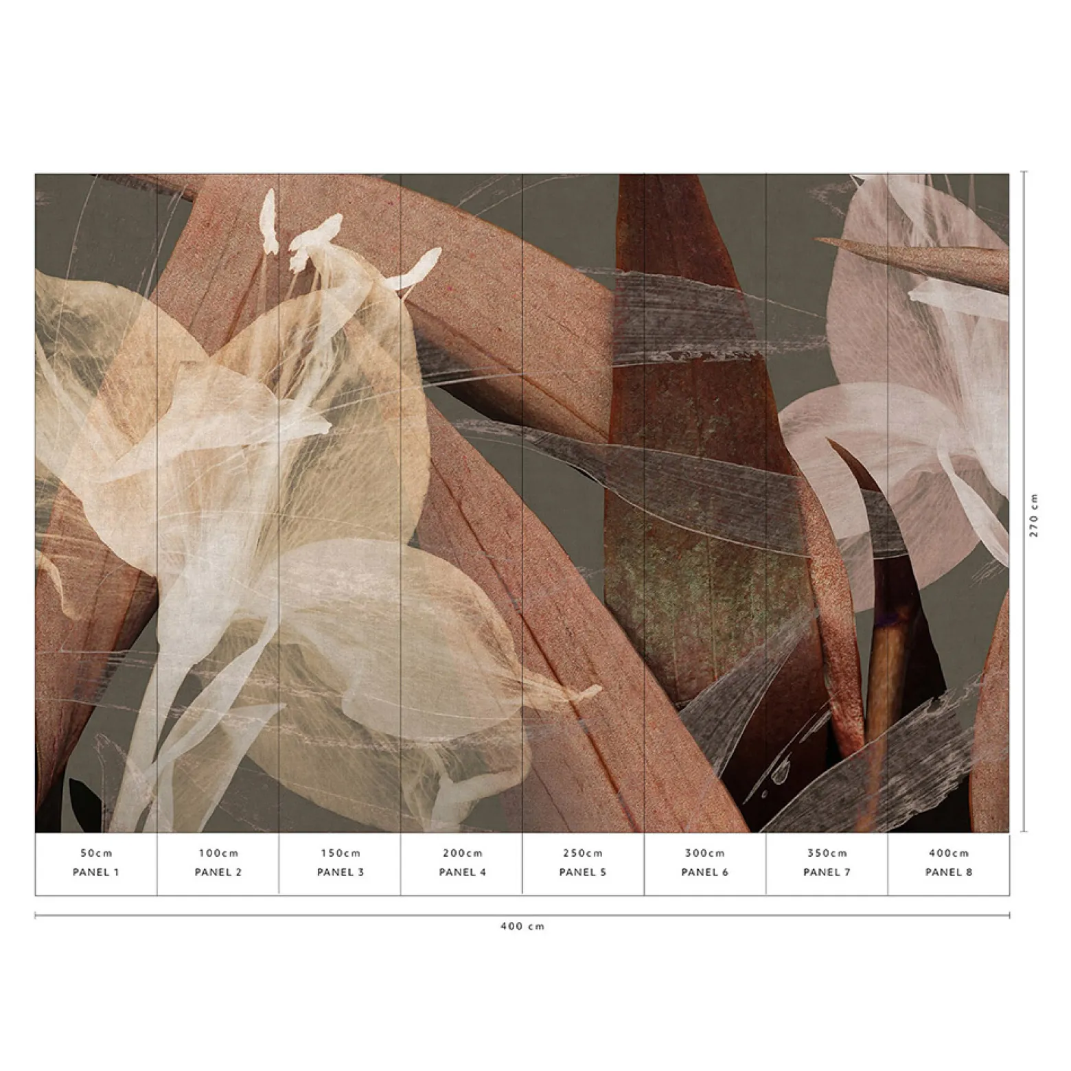 Guido Maria Kretschmer Fototapete Floral Braun Grau