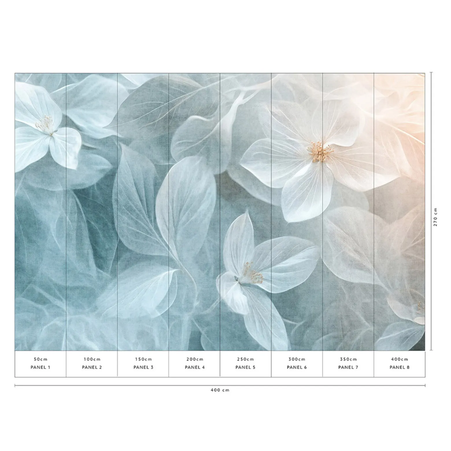 Guido Maria Kretschmer Fototapete Floral Blau Creme