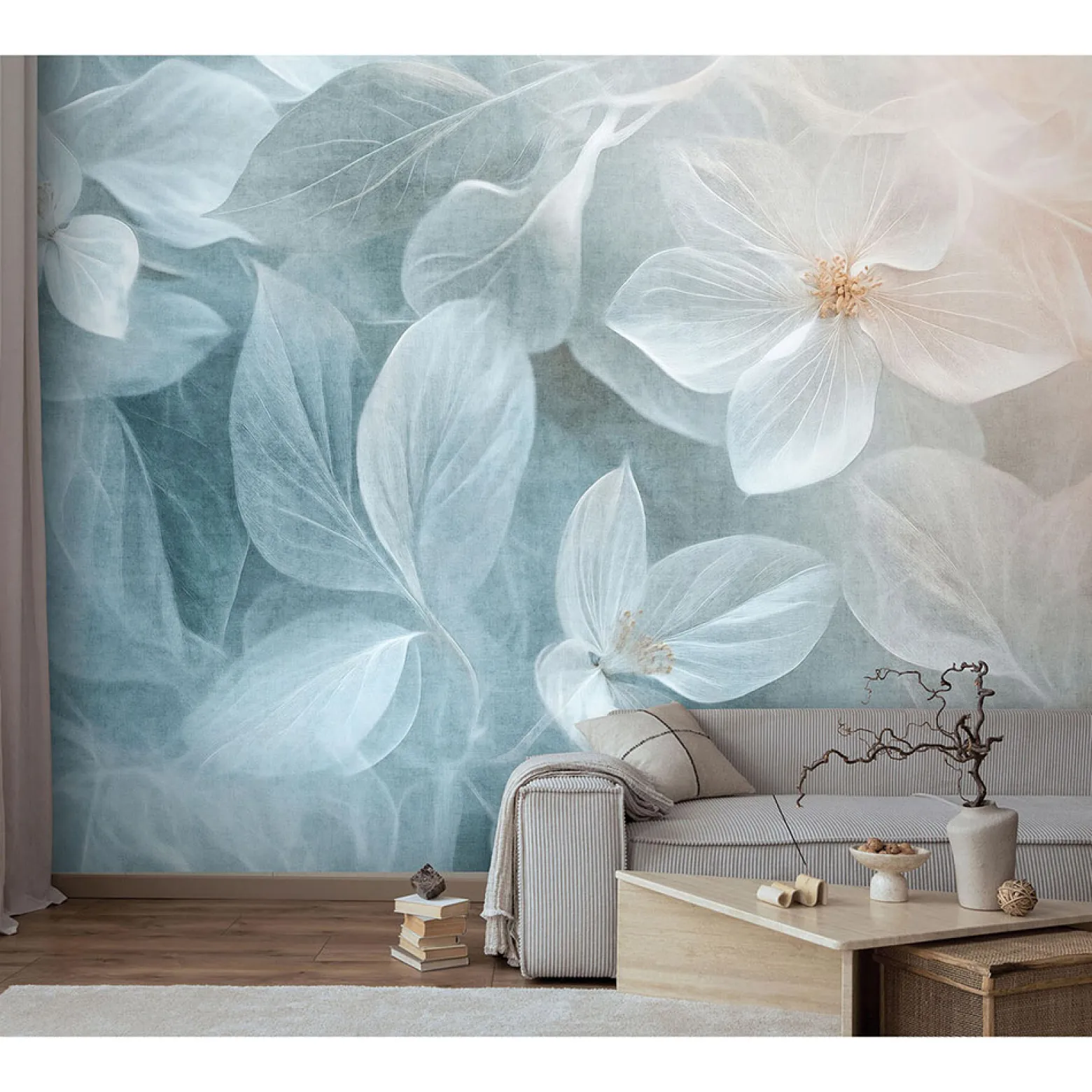 Guido Maria Kretschmer Fototapete Floral Blau Creme