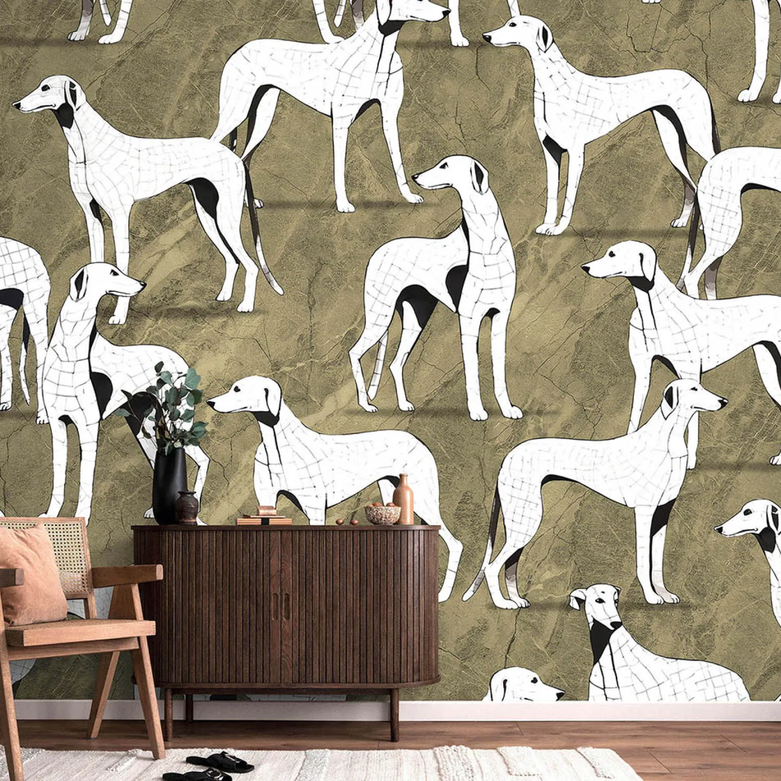 Guido Maria Kretschmer Fototapete Hunde Gold Weiß