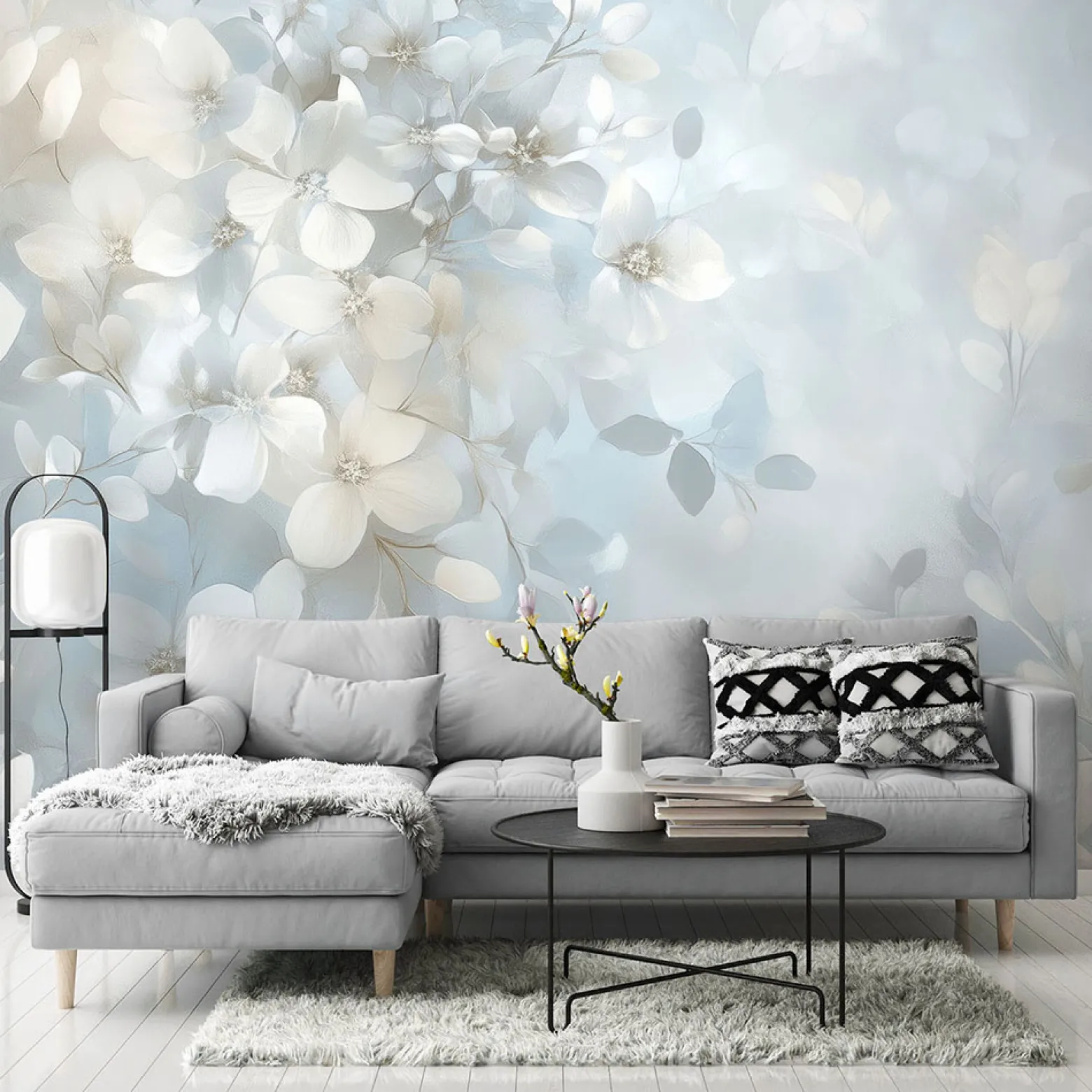 Guido Maria Kretschmer Fototapete Blumen Blau Grau