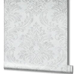 GZSZ Vliestapete Barock Shabby Hellgrau Metallic 34813
