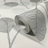 GZSZ Vliestapete Floral Blätter Grau Schwarz Weiß 34810