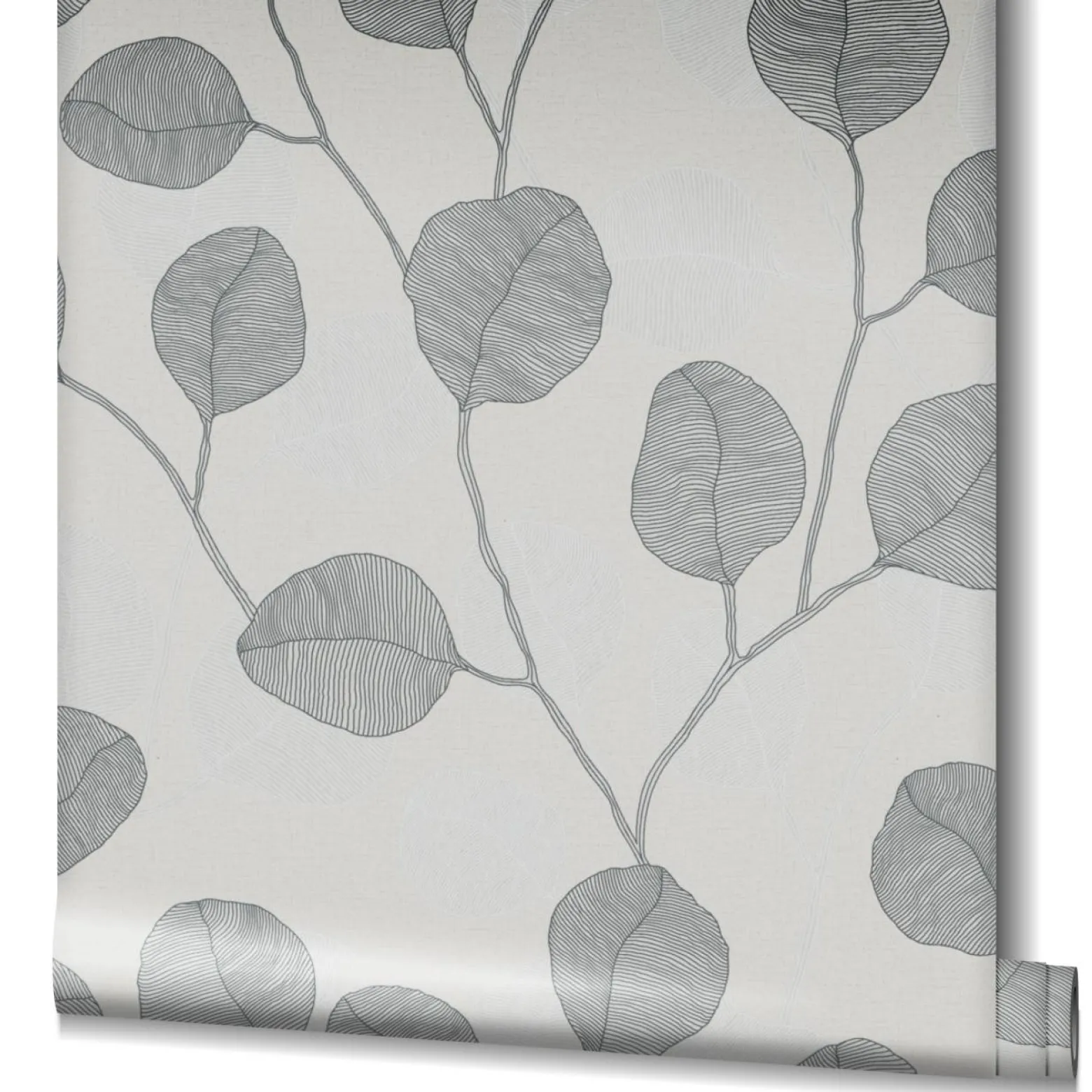 GZSZ Vliestapete Floral Blätter Grau Schwarz Weiß 34810