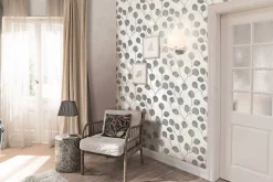 GZSZ Vliestapete Floral Blätter Grau Schwarz Weiß 34810