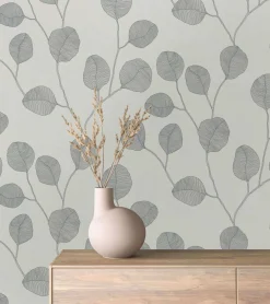 GZSZ Vliestapete Floral Blätter Grau Schwarz Weiß 34810